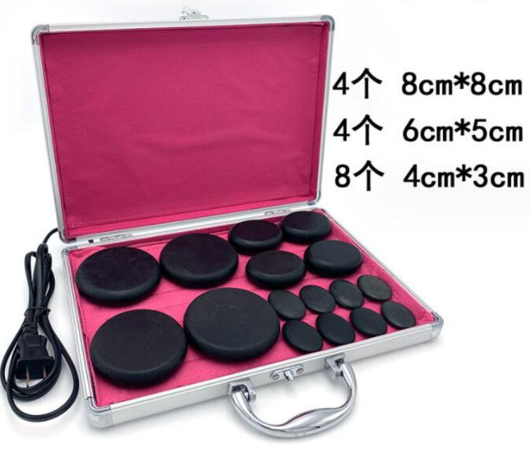 Portable Bianstone Hot Stones Massage Set with Heater Kit - 16 pcs_0