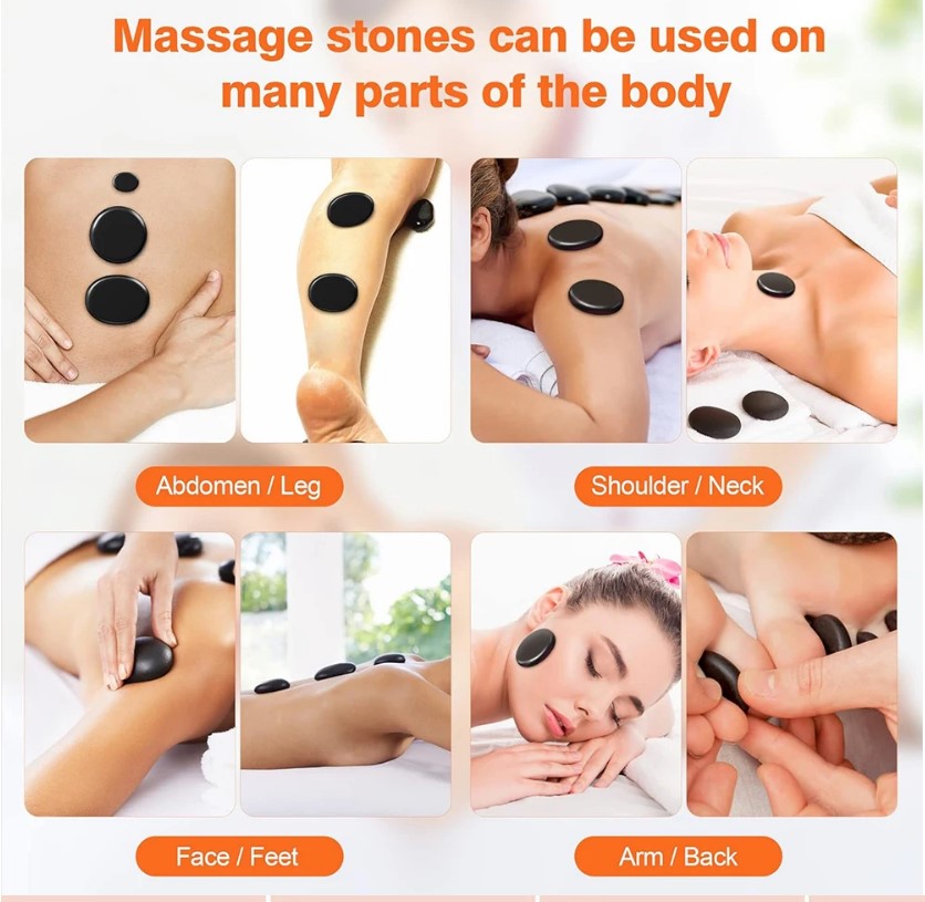 Portable Bianstone Hot Stones Massage Set with Heater Kit - 16 pcs_4