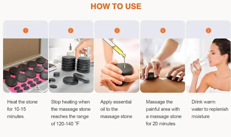 Portable Bianstone Hot Stones Massage Set with Heater Kit - 16 pcs_1