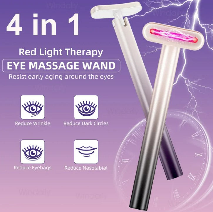 4 in 1 Facial Wand EMS Microcurrent Vibration Warm Red Light Face Lifting Machine Skin Tightening Device - Purple_1