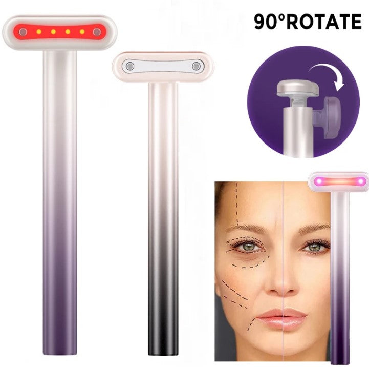 4 in 1 Facial Wand EMS Microcurrent Vibration Warm Red Light Face Lifting Machine Skin Tightening Device - Purple_4